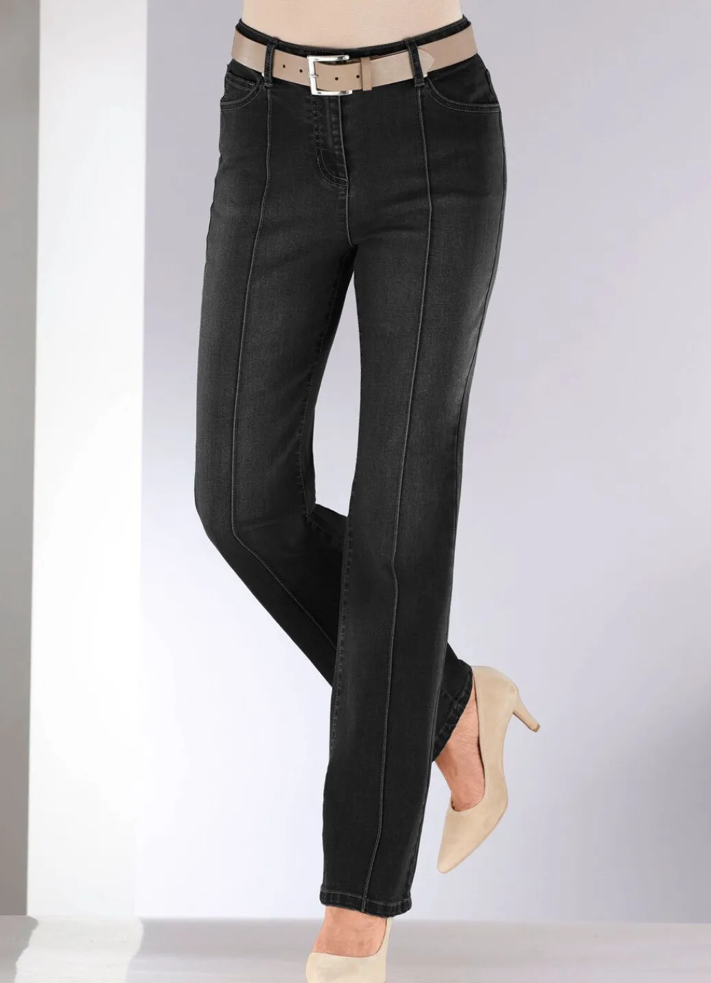 Damen Mona Lange Hosen|Jeans<Jeans mit abgesteppten Biesen