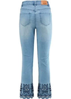 Damen Mona Lange Hosen|Jeans<Jeans mit aufwendiger Lochstickerei