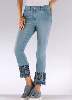 Damen Mona Lange Hosen|Jeans<Jeans mit aufwendiger Lochstickerei