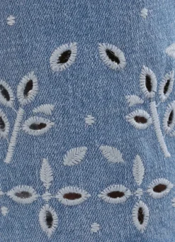 Damen Mona Lange Hosen|Jeans<Jeans mit floraler Lochstickerei