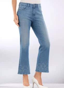Damen Mona Lange Hosen|Jeans<Jeans mit floraler Lochstickerei