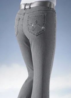 Damen Mona Lange Hosen|Jeans<Jeans verziert mit funkelnden Strasssteinen