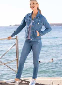 Damen Mona Übergangsjacken|Jeans<Jeansjacke mit extravaganter Strasszier
