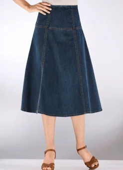 Damen Mona Röcke<Jeans-Rock mit kontrastfarbenen Teilungsnähten