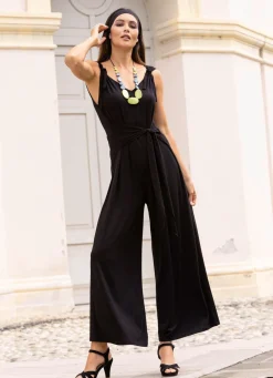 Damen Mona Freizeitkleider<Jumpsuit mit angenähtem Hüftbindegürtel in 3 Farben