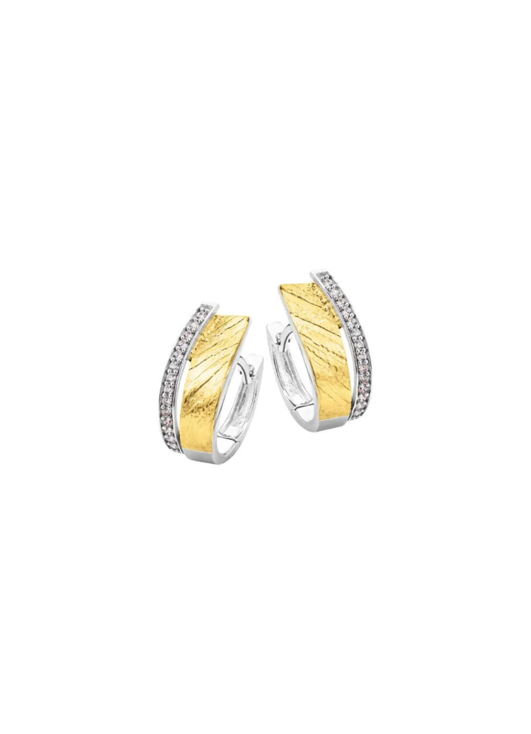 Sale Klappcreolen in Bicolor mit synth. Zirkonia Damen Ohrschmuck