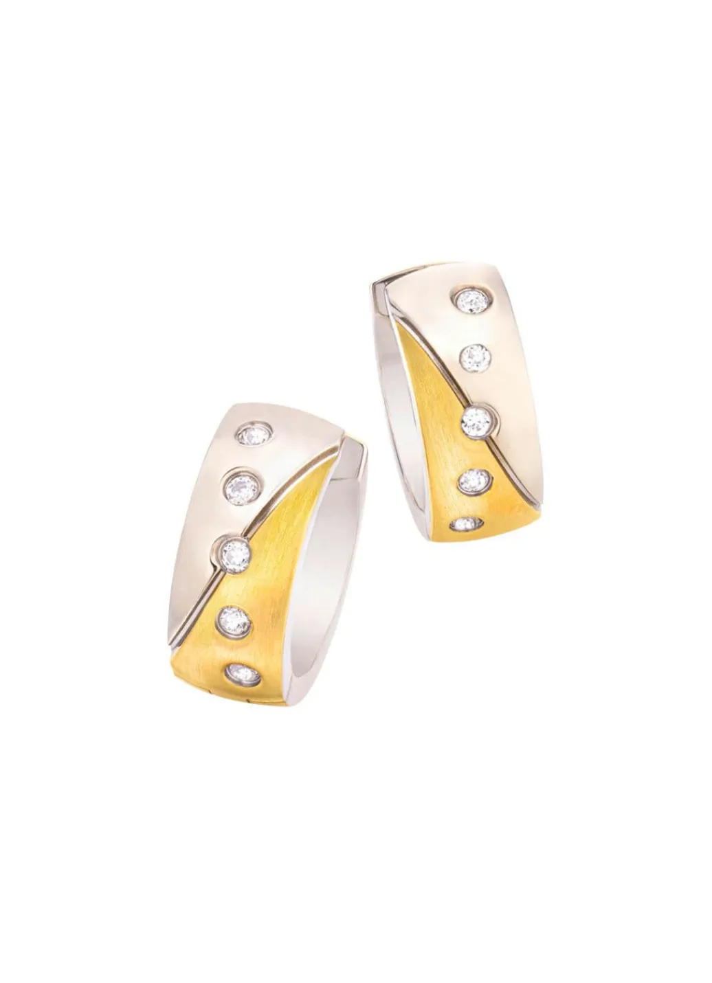 Damen Mona Ohrschmuck<Klappcreolen in Bicolor mit synth. Zirkonia