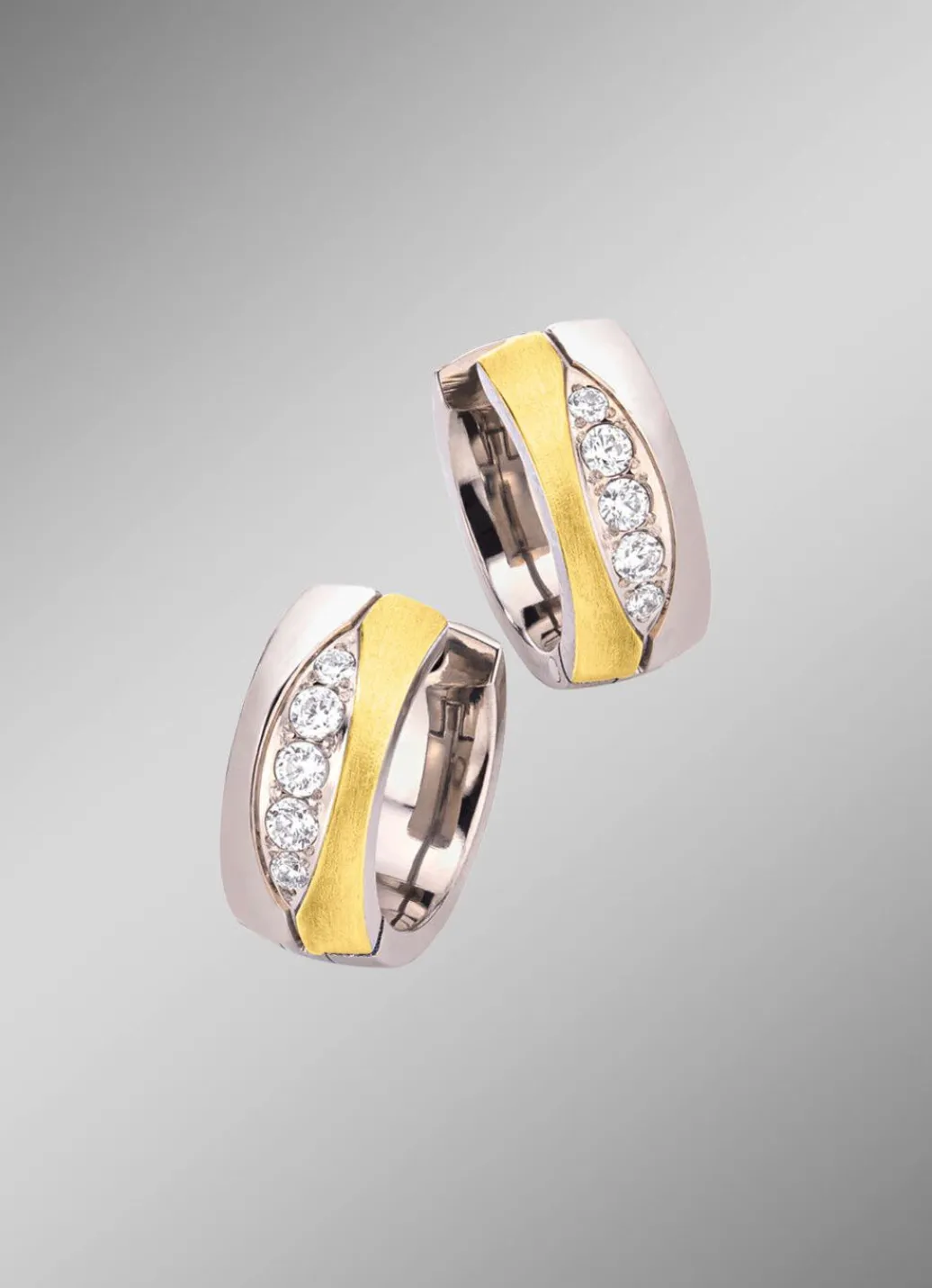 Damen Mona Ohrschmuck<Klappcreolen in Bicolor mit synth. Zirkonia