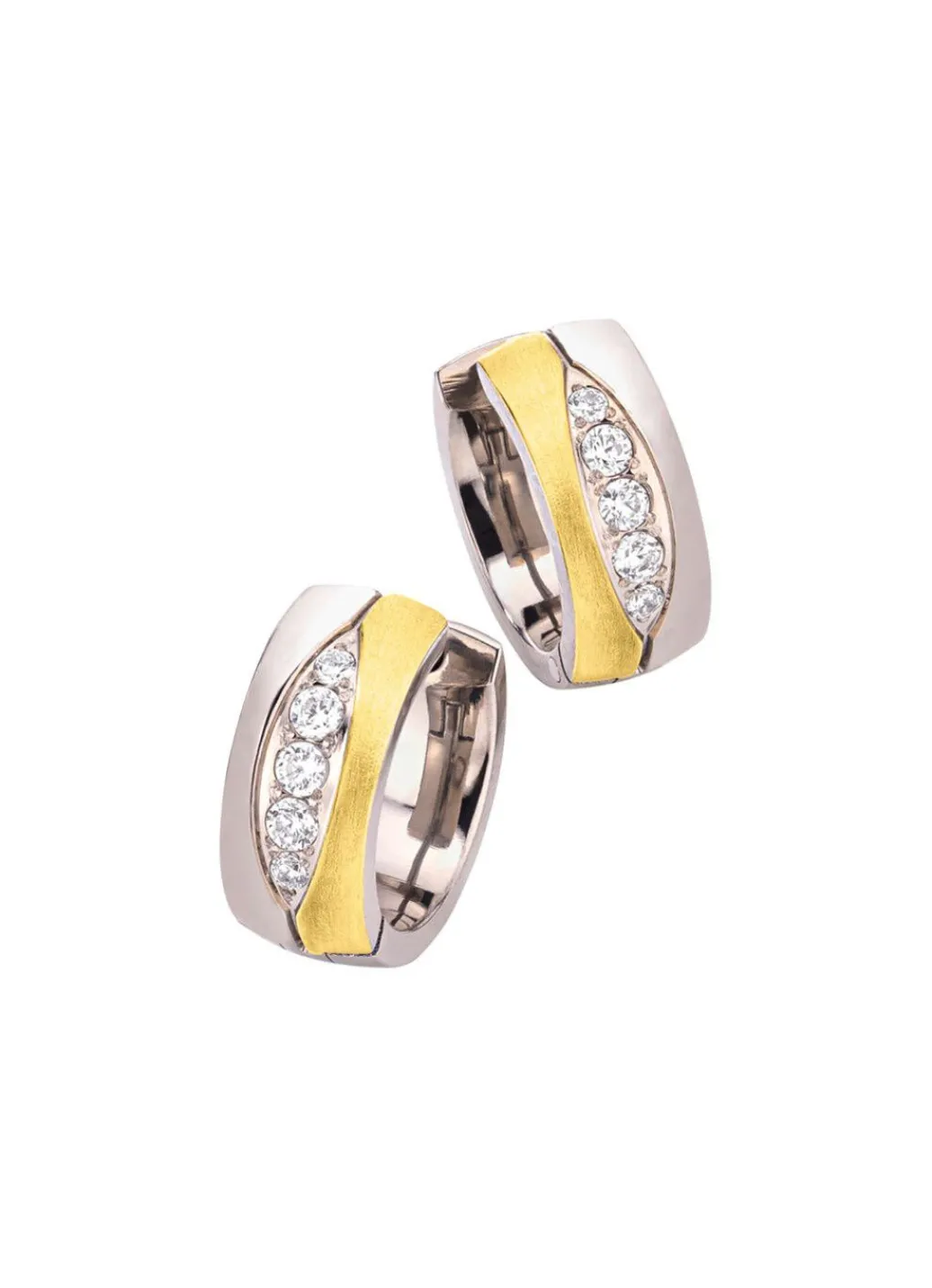 Damen Mona Ohrschmuck<Klappcreolen in Bicolor mit synth. Zirkonia