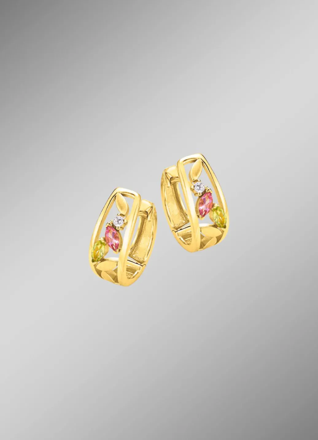 Damen Mona Ohrschmuck<Klappcreolen mit Edelsteinen und synth. Zirkonia