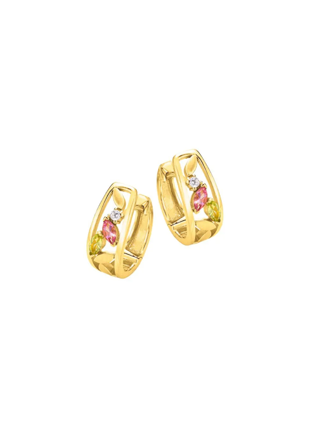 Damen Mona Ohrschmuck<Klappcreolen mit Edelsteinen und synth. Zirkonia
