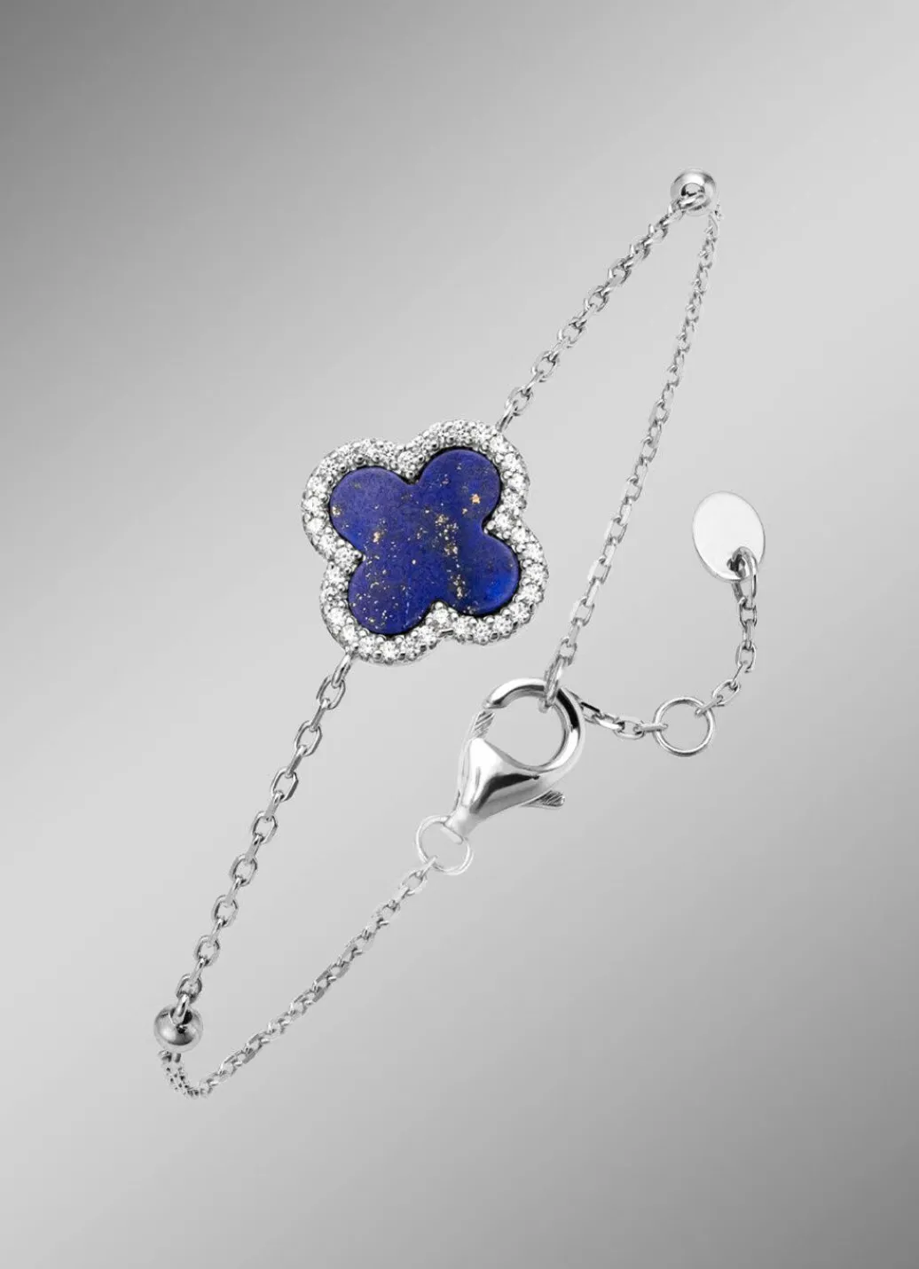Discount Kleeblatt-Armband mit echt Lapislazuli und synth. Zirkonia Damen Armbänder
