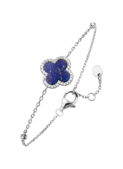 Discount Kleeblatt-Armband mit echt Lapislazuli und synth. Zirkonia Damen Armbänder