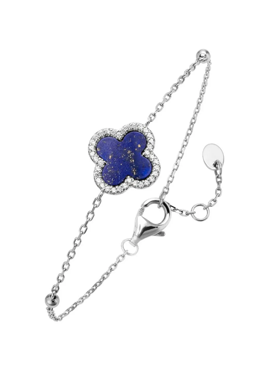 Discount Kleeblatt-Armband mit echt Lapislazuli und synth. Zirkonia Damen Armbänder