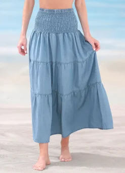 Damen Mona Strandkleider|Sommerkleider<Kleid in Denim-Optik