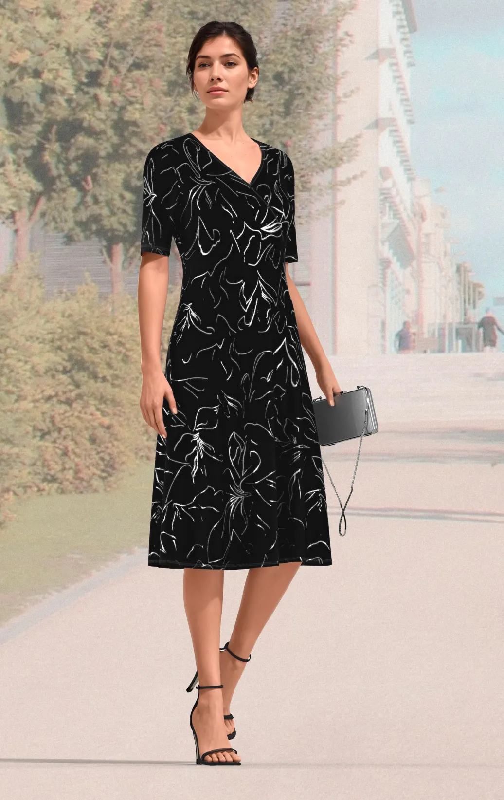 Damen Mona Freizeitkleider|Abendkleider<Kleid in Wickeloptik