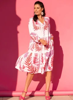 Damen Mona Sommerkleider|Freizeitkleider<Kleid mit Bindeband am Ausschnitt