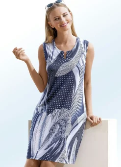 Damen Mona Strandkleider|Sommerkleider<Kleid mit farbbrillantem Druckdessin, ärmellos