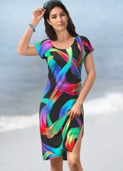 Damen Mona Strandkleider|Sommerkleider<Kleid mit farbbrillantem Druckdessin