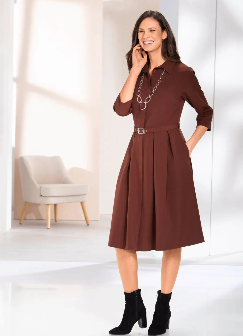 Damen Mona Freizeitkleider|Basics<Kleid mit Gürtel