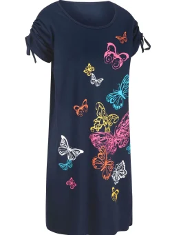 Damen Mona Strandkleider|Sommerkleider<Kleid mit platziertem Druckdessin und raffbaren Ärmeln