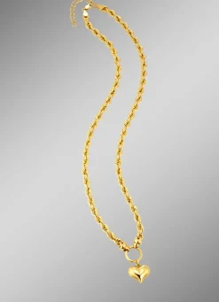 New Kordelkette mit Herz-Anhänger Damen Halsketten