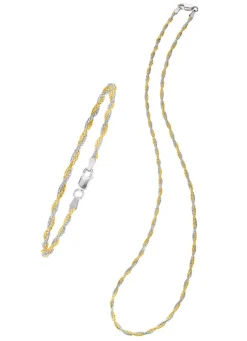 Discount Kordelketten-Schmuckset, 2-teilig Damen Halsketten|Armbänder