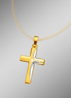 Clearance Kreuz-Anhänger in Bicolor Damen Anhänger