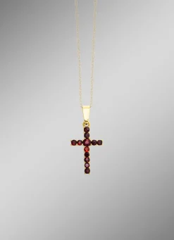 Clearance Kreuz-Anhänger mit Granat Damen Anhänger
