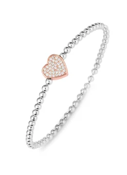 New Kugelketten-Armband aus Silber 925/- fein mit Zirkonia-Herz Damen Armbänder