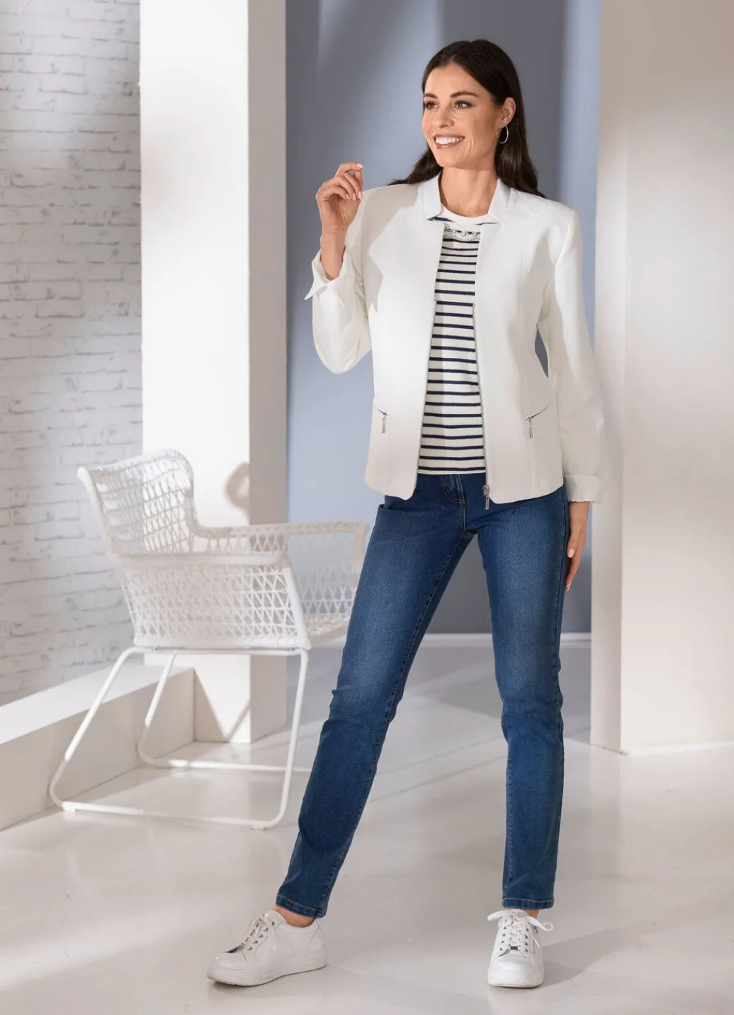Damen Mona Blazer<Kurzblazer mit Reißverschlusstaschen