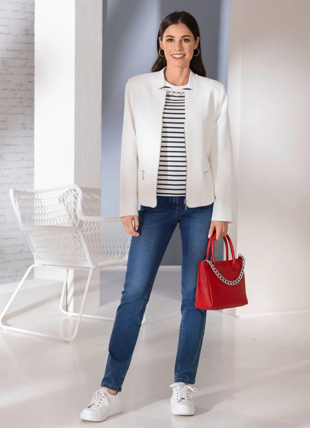 Damen Mona Blazer<Kurzblazer mit Reißverschlusstaschen