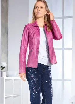 Damen Mona Übergangsjacken|Lederimitatjacken<Kurzjacke aus Nappaleder-Imitat