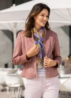 Damen Mona Lederimitatjacken<Kurzjacke aus Veloursleder-Imitat
