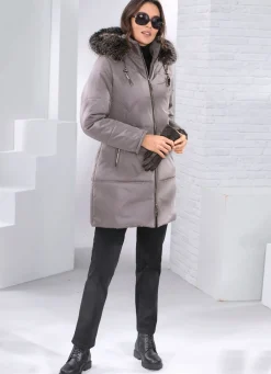Damen Mona Wintermäntel<Kurzmantel mit abnehmbarem Kunstpelz-Besatz