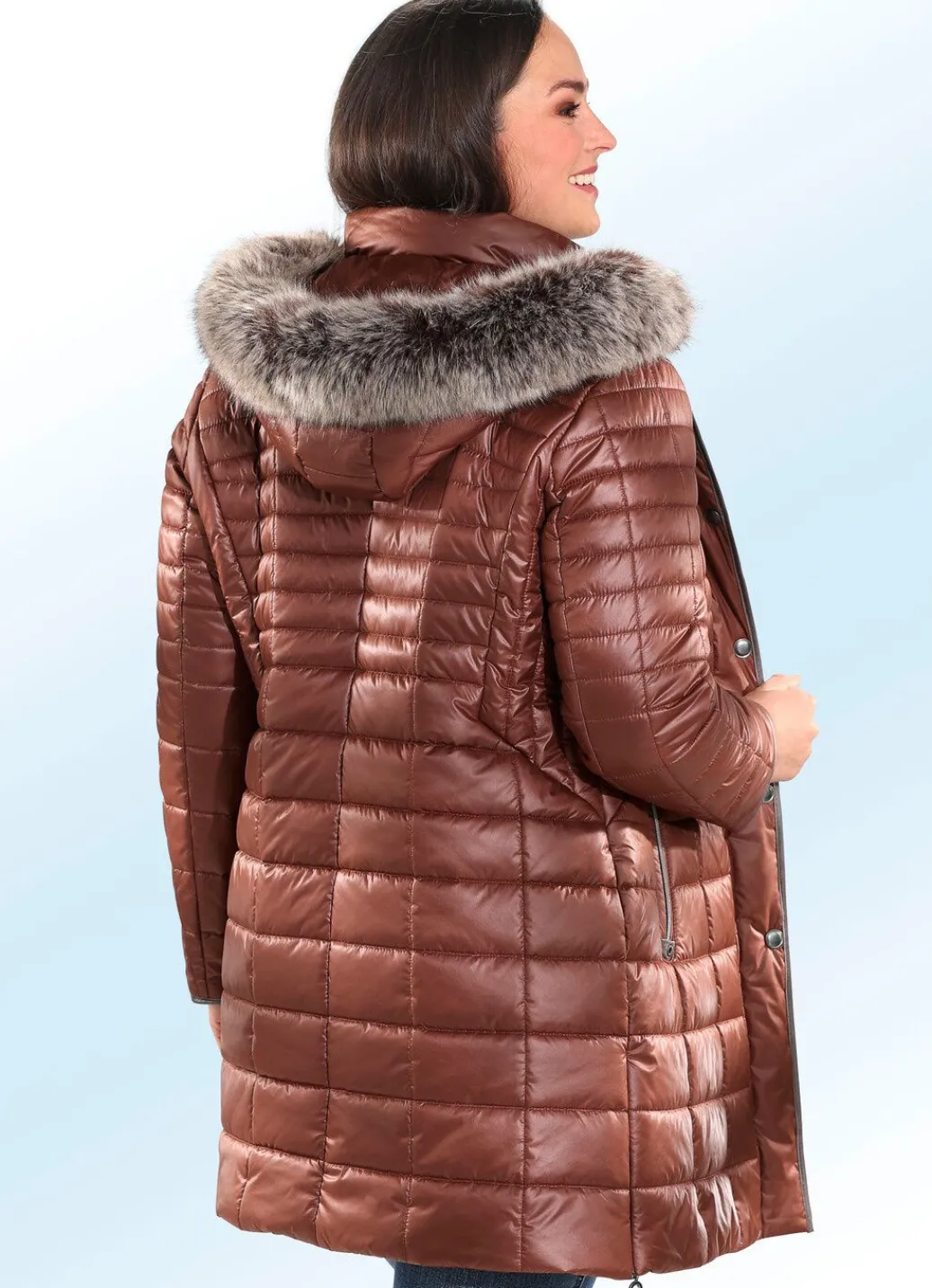 Damen Mona Wintermäntel<Kurzmantel mit Akzenten aus Nappaleder-Imitat