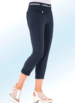 Damen Mona Lange Hosen<7/8-lange Hose mit kontrastfarbenem Zierband