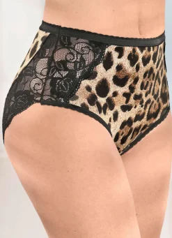 Clearance Laurina Dreierpack Slips mit Raubtierdessin Damen Slips