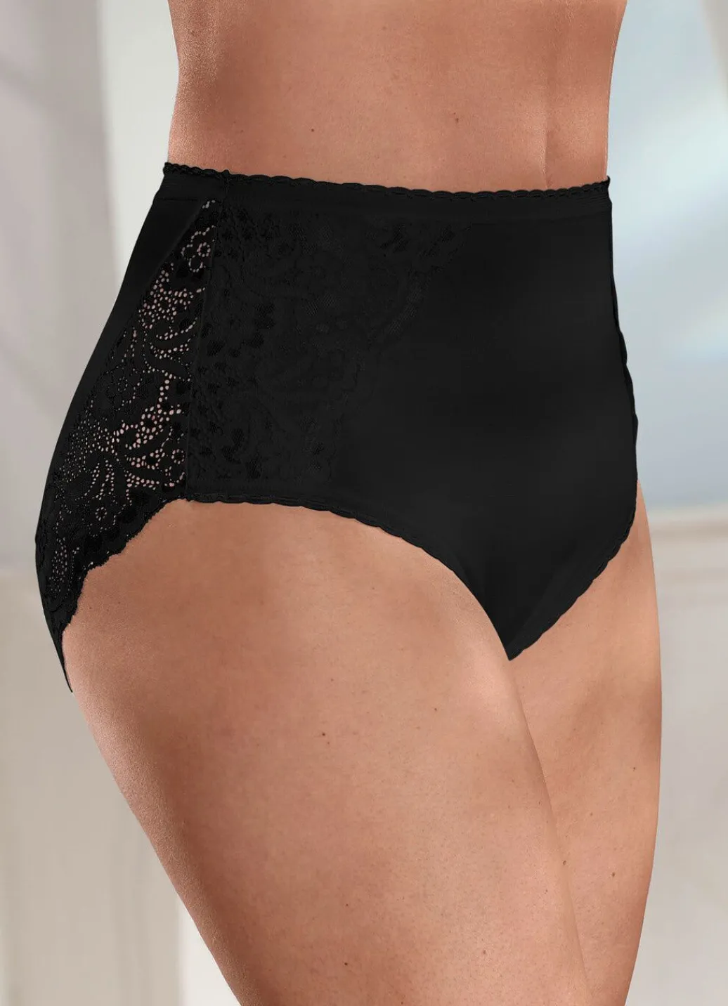 Laurina Dreierpack Slips mit Elastikspitze Damen Slips