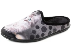 Sale Laurina, klassische Damen-Hausschuhe, mit Katzen-Motiv Damen Hausschuhe