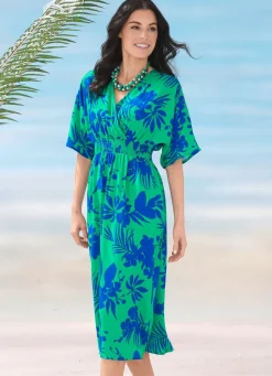 Damen Mona Strandkleider|Sommerkleider<Laurina Kleid mit überschnittenem V-Ausschnitt