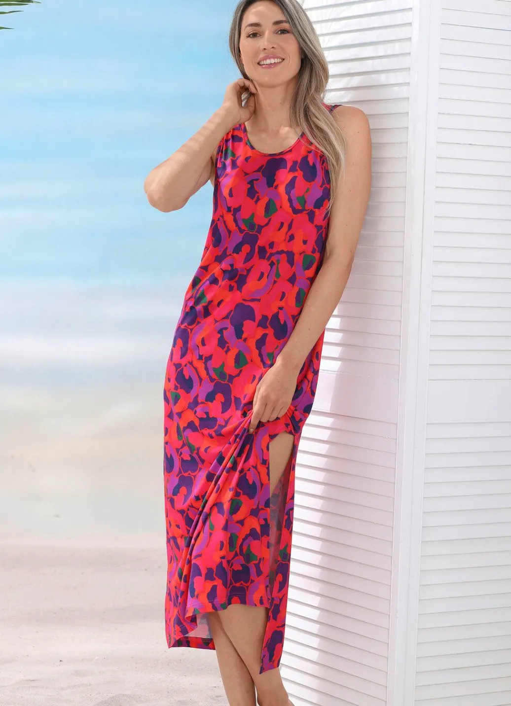 Damen Mona Strandkleider|Sommerkleider<Laurina Kleid mit farbbrillantem Druckdessin, ärmellos