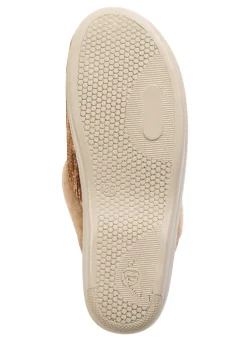 Best Laurina Pantoffel aus changierendem Cord-Material mit Filzbesatz Damen Hausschuhe