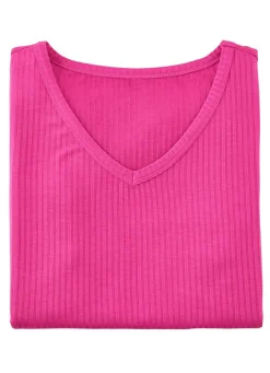 Damen Mona Strandkleider|Kurzarm<Laurina Shirt mit V-Ausschnitt