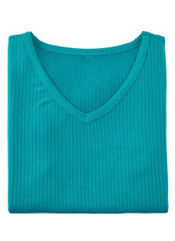 Damen Mona Strandkleider|Kurzarm<Laurina Shirt mit V-Ausschnitt