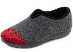 Sale Laurina, trendige Damen-Hausschuhe, Weite H, mit Leo-Druck Damen Hausschuhe
