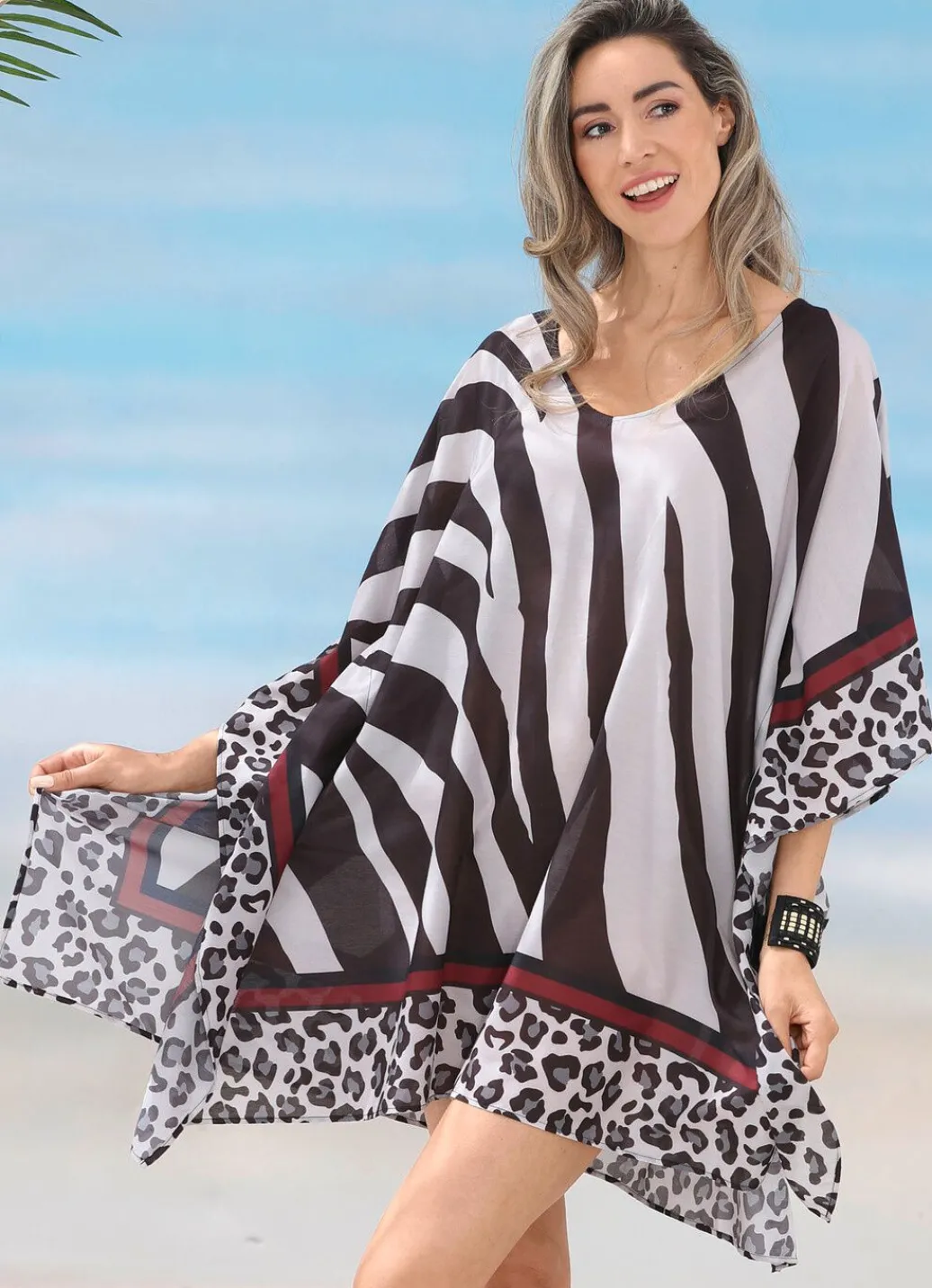 Damen Mona Strandkleider|Sommerkleider<Laurina Tunika, leicht transparent