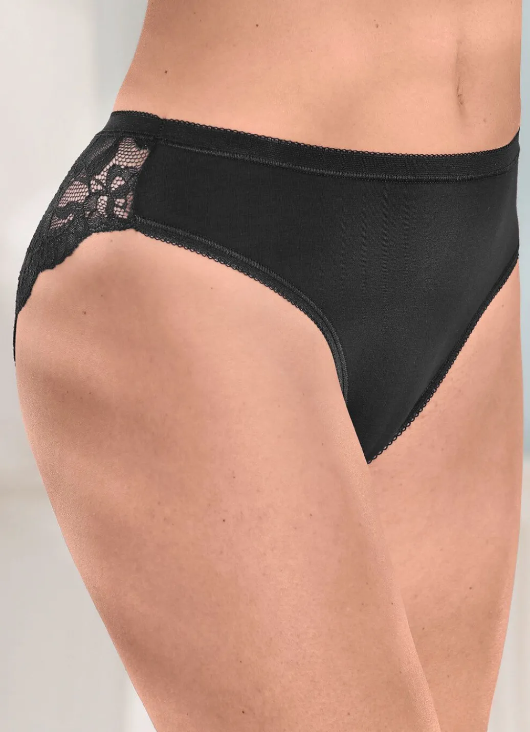 Laurina Viererpack Slips mit floraler Elastikspitze Damen Slips