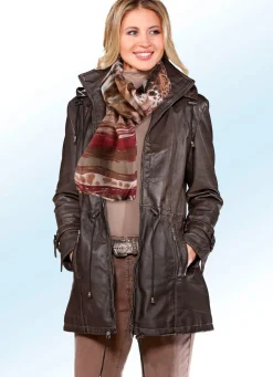 Damen Mona Lederjacken<Lederjacke mit abtrennbarer Kapuze