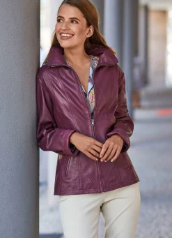 Damen Mona Lederjacken<Lederjacke mit Steh-Umlegekragen
